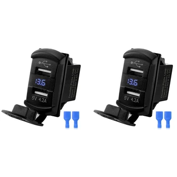 2X Dual USB-Rocker-Lüliti LED Digitaalne Voltmeeter Kiire Laadimine Elektroonilised Seadmed,Universaalne Kõikidele 12V-24V Autod