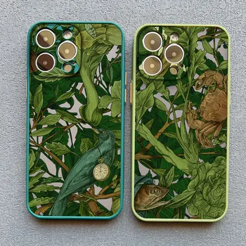 Algne Džunglis Loomade Laiskus Art Print Telefon Case For iPhone X XS XR 15 13 11 12 14 Pro Max 7 8 14 Pluss Juhul Põrutuskindel Hõlmab