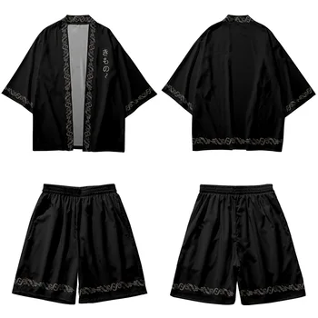 Cosplay Yukata Riided Harajuku Retro Samurai Kimono Püksid Püksid Komplekti Kaks rõivakomplekti Jaapani Kampsun, Naised, Mehed, Streetwear