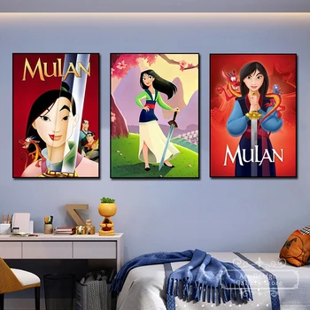 Disney Koomiks Mulan Lõuendile Maali Cartoon Plakatid ja Pildid Magamistuba Home Decor Seina Kunst elutuba Teenetemärgi Pildid