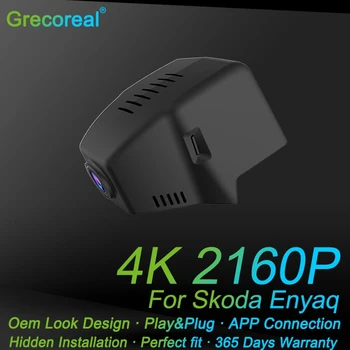 Grecoreal Auto Kriips Kaamera Ees Dual Auto Kriips Cam 2K 4K 2160P Wifi Dashcam Car Dvr Skoda Enyaq Iv 80 Iv80 2022 2021 2020