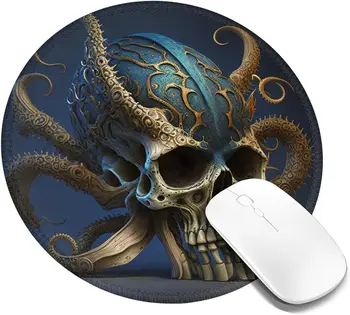 Kaheksajalg Kraken Lahe Kolju Mouse Pad Anti Slip Kummi Ringi Mousepads koos Õmmeldud Serv Kodu Kingitused Ameti X 7.9 7.9-Tolline