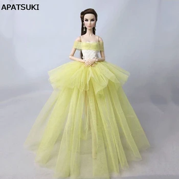 Kollane Fashion Ehted Riided Barbie Doll Dress Vestidoes Multi-kiht Pulm Kleidid Varustus 1/6 Nukk Tarvikud