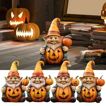 Kõrvits Gnome Vaik Gnome Figuriin Ornament Halloween Gnomes Kuju Naljakas Gnome Teenetemärgi Hoidke Kõrvitsa Jaoks Terrass Hoovis Muru