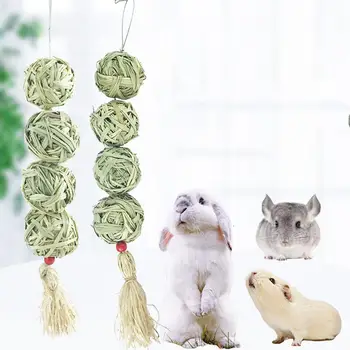 Looduslik Õled Palli Rippuvad String Lemmikloom Küülik Purihambad Mänguasjad Leevendada Igavus Hamster Tarvikud Pet Products