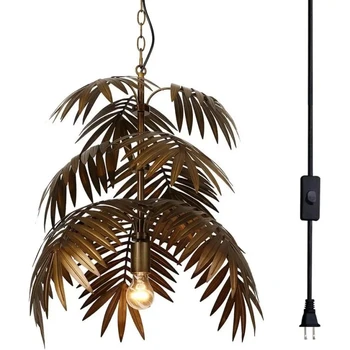 Loominguline Troopiline Kookospähkel Leaf LED-Lühter elutuba Restoran Magamistuba Reguleeritav Plug Mängida Ripats Lamp Sise-Decor