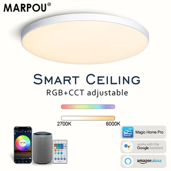 MARPOU RGB Smart laevalgusti Koos App hääljuhtimine Alexa/Google puldiga 30W 220V 48W Smart lamp led tuled tuba