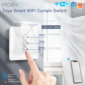 MOES WiFi RF433 Smart 2.5 D Arc Touch Klaasist Kardina Lüliti Rull Aknaluugid, Rulood Smart Life/Tuya APP Töötab Alexa Google Kodu