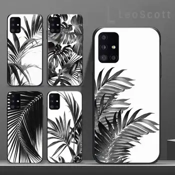 Must valge palmi lehed palmi puud Telefoni Puhul Samsungi A32 A51 A52 A71 A50 A12 A21S S10 S20 S21 Pluss Fe Ultra