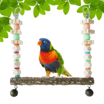 Papagoi Kiik mänguasi Puidust Papagoid Seista Kiik Mänguasjad Värvilised Helmed Ahven Koolitus Seisma Jääda Omanik Papagoid Cockatiels