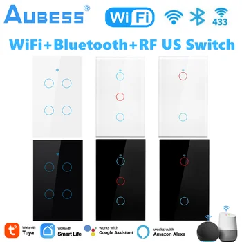 Tuya WiFi RF433 Smart Switch MEILE 1/2/3/4 GangNeutral Traat/Nr Neutraalne Wire Touch Valguse Lüliti Töötab 220V Alexa Google Kodu