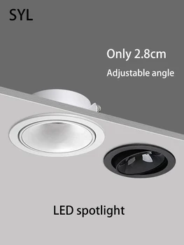 Ultra Õhuke kohtvalgusti LED Sisseehitatud Kohtvalgustid Anti Glare Lae Lamp Reguleeritav Nurk Ring Slim 5W 7W Valge Must Kodu