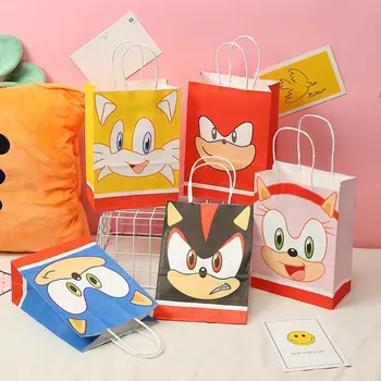 Uus 12tk Sonic The Hedgehog Käekott Loovust Cute Cartoon Lapse Sünnipäeva Sonic Kaasaskantav kingikoti paberkott Suveniiri