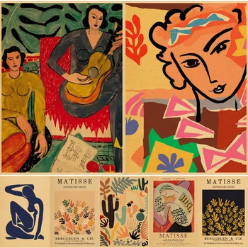 Vintage Matisse Plakatid Dekoratiivset Maali Jõupaber Seina Kaunistamiseks Home Decor Tuba Kohvi Seina Kleebised Abstraktse Wall Art