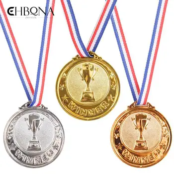 1tk Kuld Plastikust Võitjatele Medalid Spordi Päev Pool Kotti Auhindade jagamine Mänguasjad Lastele Pool Lõbus Asjade Tasu eest Väljas Mängud