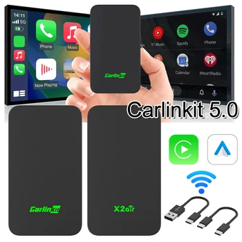 2024 CarlinKit 5.0 Traadita CarPlay Mini Adapter Android Auto Dongle Apple Auto Play Box iOS & Android BT, Wifi, Auto Connect