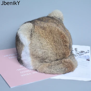 2024 Uus Stiil Naiste Rabbit Fur Cap Ääreni Armas Kõrvadega Müts Tüdrukutele Talvel Soe Reaalne Füüsiline Küülik Karusnaha Paks Ja Soe Müts