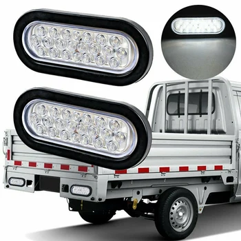 2tk 6 Tolline Valge Ovaalne 22 LED Veoauto Vastupidine tagatuled Veoauto Haagise Hoiatus Hele Läbipaistev päevasõidutuli Lamp