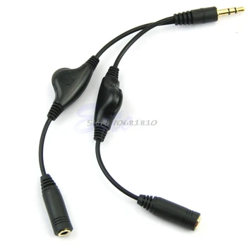3.5 mm Kõrvaklappide Stereo Audio Y Splitter Kaabel Juhe Eraldi Helitugevuse Kontroll