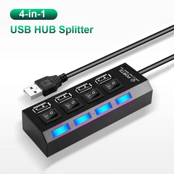 4 Ports USB HUB-USB-Lülitage USB-Jaoturi Adapter kiire Multi USB2 HUB.0 Laiendamine HUB koos Sisse/Välja Lüliti Arvuti Sülearvuti