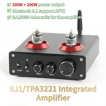 400W TPA3221 Hifi Heli Võimendi Võimsus Amp 6J1 Vacuum Tube Amplifier Bluetooth Treble Bass Kohanemise 2CH Integreeritud Võimendada