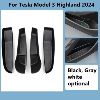 4TK Auto Uks Pool Ladustamise Kasti Jaoks Tesla Uus Mudel 3 Highland 2024 Ukse Taga Vihmavari Prügikasti TPE Uue Mudeli 3+ Tarvikud