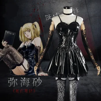Anime Death Note Misa Amane Cosplay Kostüüm Täiskasvanud Naiste Varustus Tüdruk Faux Nahast Kullake Sukad Halloween Kleit Kindad