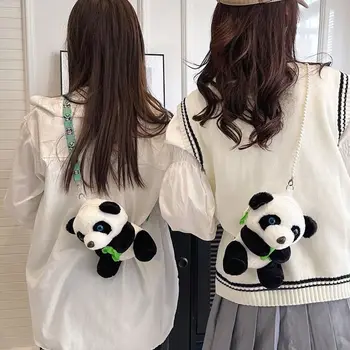 Cartoon Panda Crossbody Kott Palus Armas Üks-Õlg -, Plüüš-Nukk Kott Armas Anime Toy Tüdruk Messenger Kott