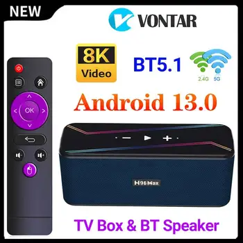H96 MAX M7 Kõlar TV Box Android 13 RK3528 Quad Core 64bit 8K Video Dekodeerimine Set Top Box Dual Wifi, BT Media Player Android 13.0