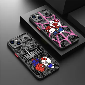 Juhul Apple iPhone 12 Mini 8 Plus 7 6S XR 13 SE 11 Pro 15 Pro XS X 14 Pro Max Katte Marvel Armas Spidermans Hello Kitty