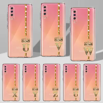 Kuld 26 Tähed Z W Y X Crown Telefon Case for Samsung Galaxy A50 A50s A30s A7 A6, A10 A70 A70s A20e A40 A8 Pluss A9 2018 TPÜ Kate