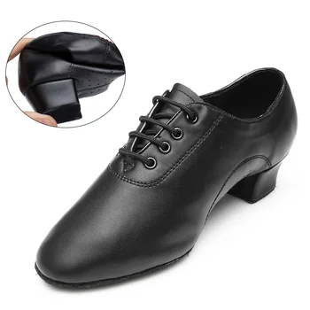 Lapsed tantsu kingad meeste nahast kaasaegne jazz tants poiste kingad, musta väike ruut kontsad 3,5 cm Õpetaja Koolitus ladina tantsu kingad
