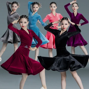 Laste ladina Tantsu Kostüüm Professionaalne Konkurents Tüdrukute Suur Kiik Kleit Fishbones ladina Koolituse Tulemuslikkuse