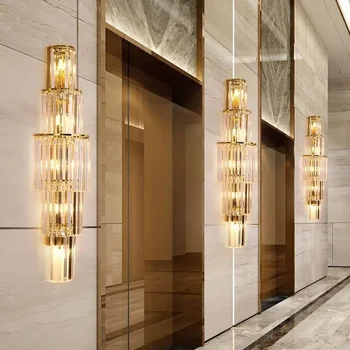 Luksus-Hotelli Fuajees Crystal Suur Seina Lamp Klubi Office Bankett Indoor Lighting Fixtures Hall Villa elutuba Decor