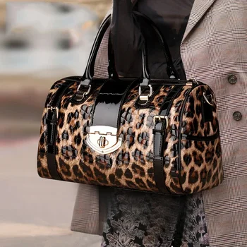 Mood Leopard Naiste Käekotid 2024 Euroopa Disainer Lehm Naturaalsest Nahast Õlakott Naine Luksus Brändi Crossbody Boston Kott