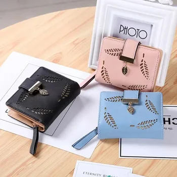 New korea versioon lühike rahakott naiste lukuga lukk õõnsad lehed väike rahakott, rahakott kaardi kott
