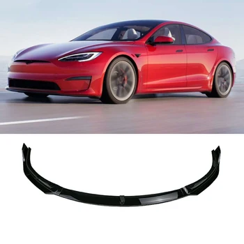 Näiteks Tesla Model S / Model S Ruuduline 2021 2022 2023 Esistange Splitter Lip Spoiler, Difuusor Guard Katta Keha Komplektid Läikiv Must