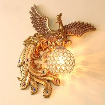 Põhjamaade Kaasaegse Seina Tuled Phoenix Paabulind Linnud Vaik Kunsti Lamp Magamistuba, elutuba Home Decor Lambid Hotel LED Valgustid Inventar
