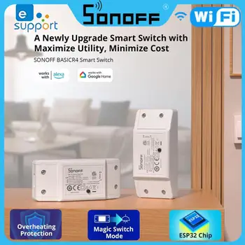 Sonoff Basic R4 WiFi Smart Switch EWeLink Traadita DIY Moodul Remote OFF Ajakava Targa Kodu Automaatika Töötab Alexa
