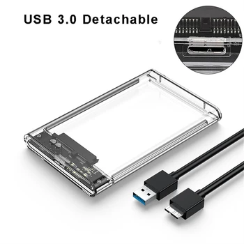 USB 3.0 SATA 2.5 Tolline HDD SSD Läbipaistev Kõvaketta Box Tahkes Olekus Mehaaniline Välise Kõvaketta Korpuses ARVUTI Sülearvuti