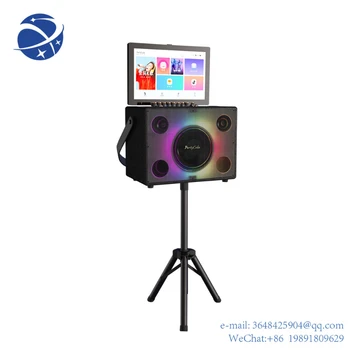YYHC laulu albumite PartyCube Kaasaskantav Boombox Karaoke Süsteem Traadita Bluetooth-Kõlarid 14 Tolline Puutetundlik Ekraan, Mikrofonid